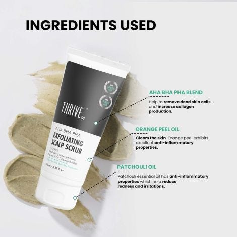 ThriveCo AHA BHA PHA Exfoliating Scalp Scrub, 100ml | For Men & Women